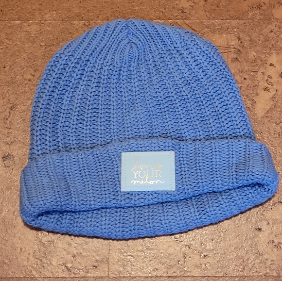 LOVE YOUR MELON CUFFED BEANIE KNIT TOQUE BLUE GOLD FOIL ONE SIZE - Picture 4 of 12